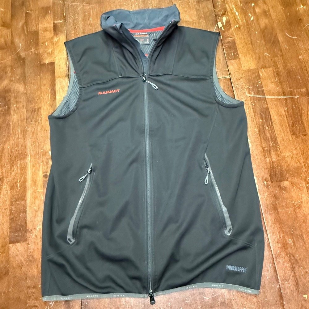 Mammut Ultimate Windstopper Vest Mens XL Black Softshell Full Zip Hiking Gorpcor